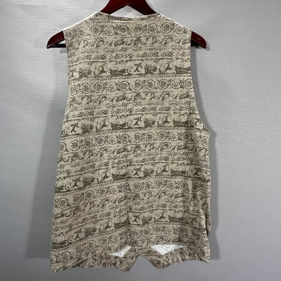 Chicos Vest Womens Large Beige Cotton Print Button Up V Neck Chicos Size 2 - Picture 8 of 8